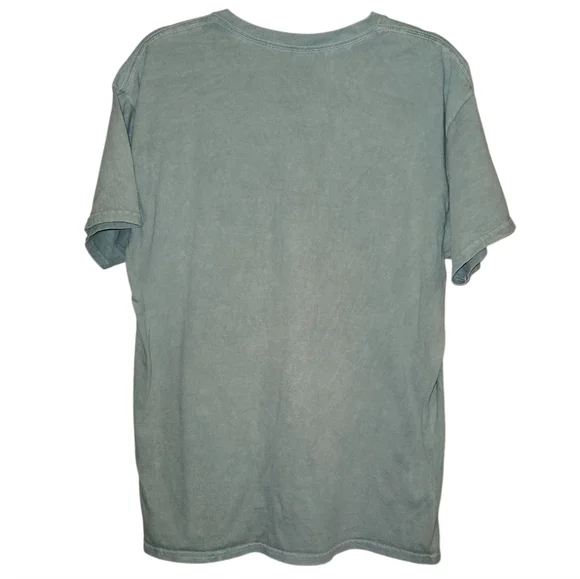 Nirvana Iconic Smiley Face T-Shirt - Size Large - Distressed Sage Green - Picture 2 of 4